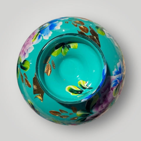 klein huisje | Turquoise met bloemen |