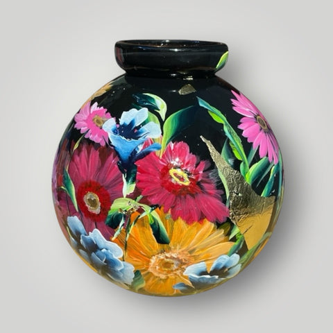 klein huisje | Zwart met bloemen |