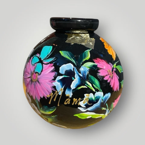 klein huisje | Zwart met bloemen |