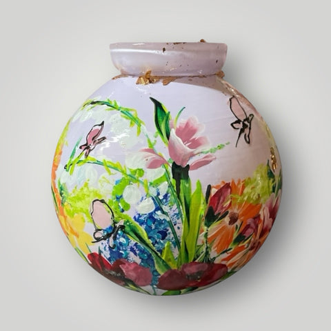 klein huisje | Licht lila met veldbloemen |