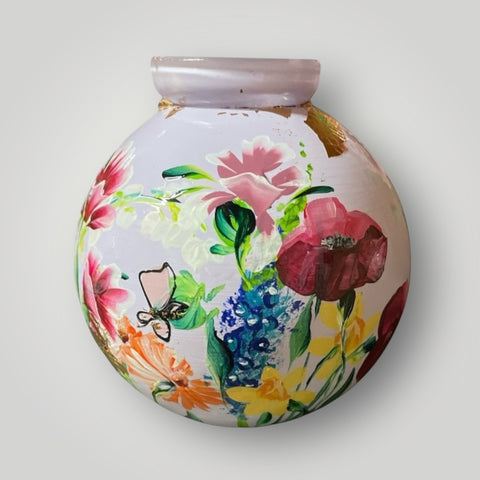 klein huisje | Licht lila met veldbloemen |