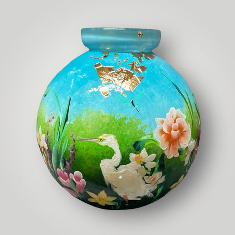 klein huisje | Weiland met bloemen en koe |