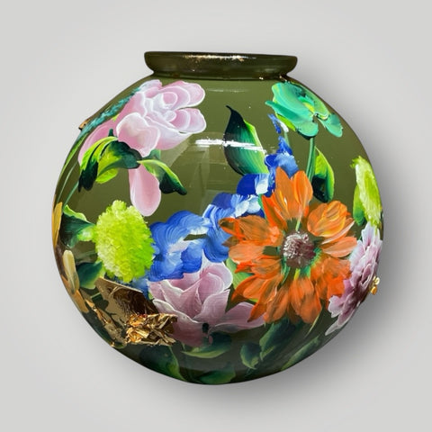 groot huisje | Groen met bloemen |
