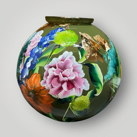 groot huisje | Groen met bloemen |