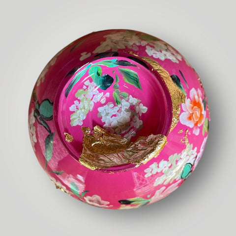 klein huisje | Fuchsia met bloemen en vlinders |
