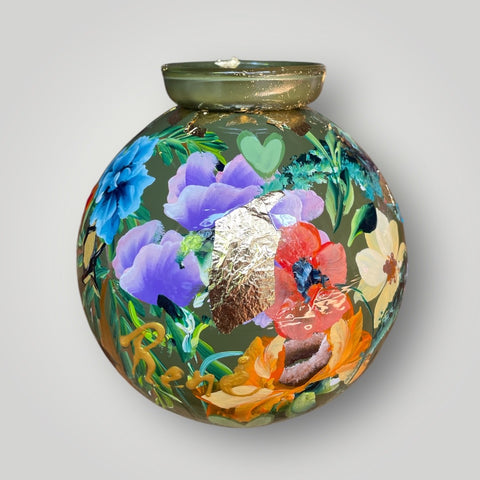 klein huisje | Groen met bloemen en harten |