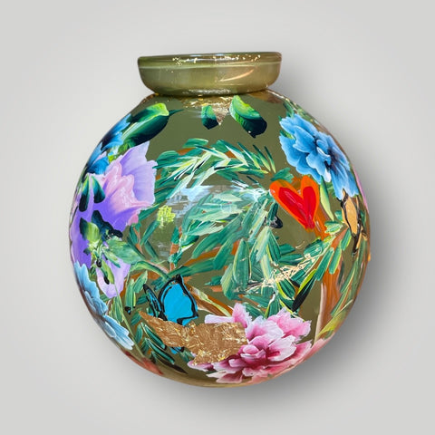 klein huisje | Groen met bloemen en harten |