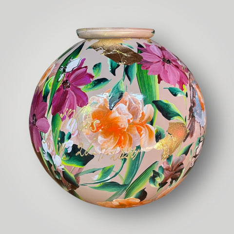 groot huisje | Licht kasmir met bloemen, eekhoorn en roodborstje |