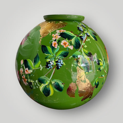 groot huisje | Groen bloemen klaprozen roodborst |