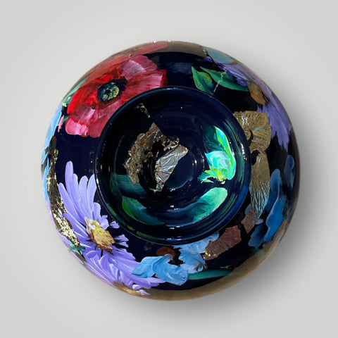 klein huisje | Zwart met bloemen |