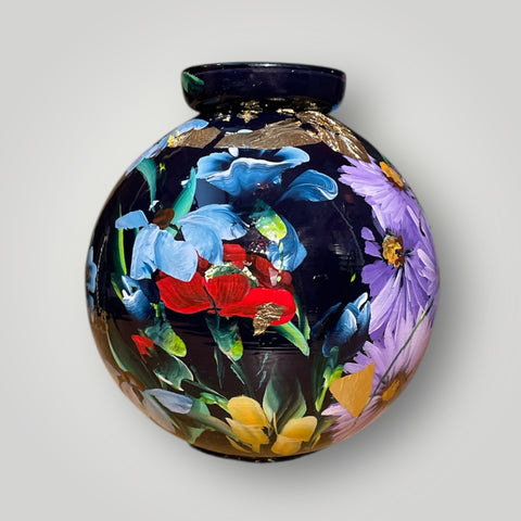 klein huisje | Zwart met bloemen |