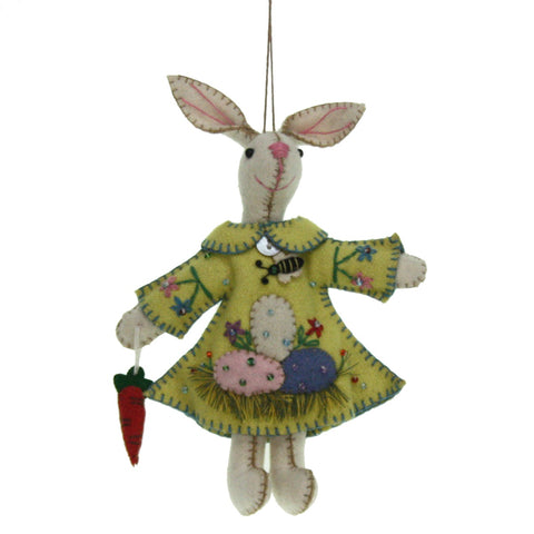 Wit haasje met gele jurk