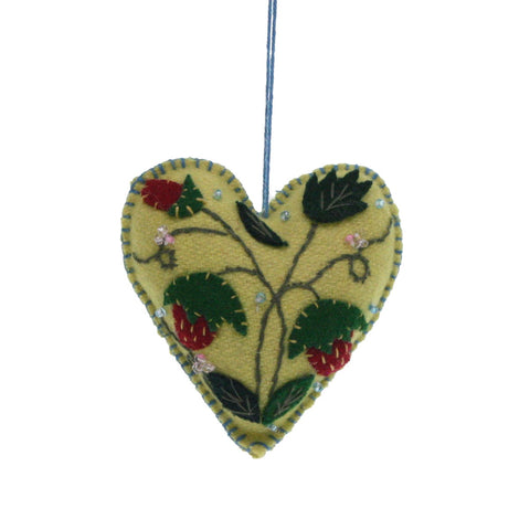 Geel hart met aardebeien