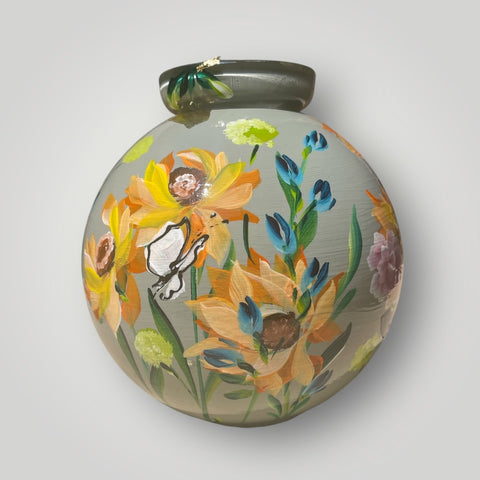 klein huisje | Licht grijs zonnebloemen |