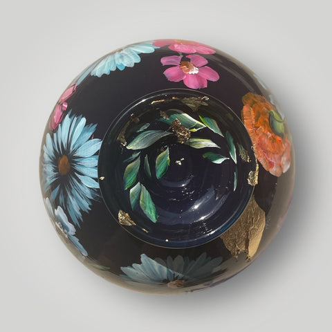 klein huisje | Donker blauw bloemen |