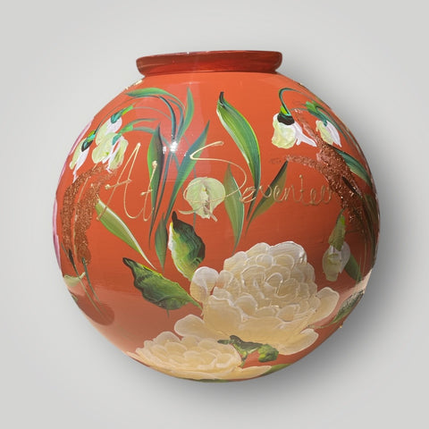 groot huisje |  Oranje bloemen |